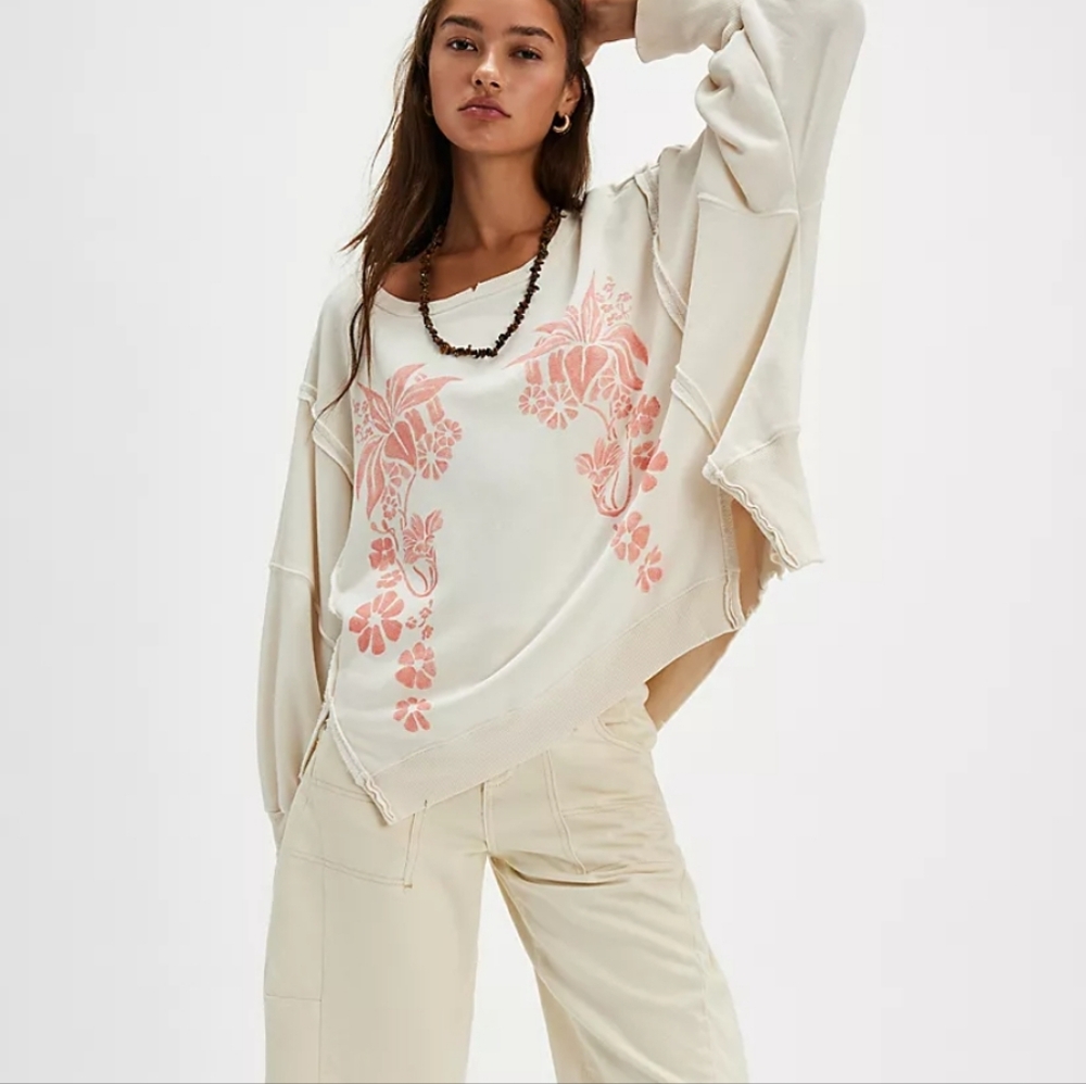 Nwot Free People Graphic Camden Pullover